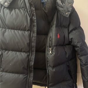 Ralph Lauren Black Quilted Jacket with Red Logo
